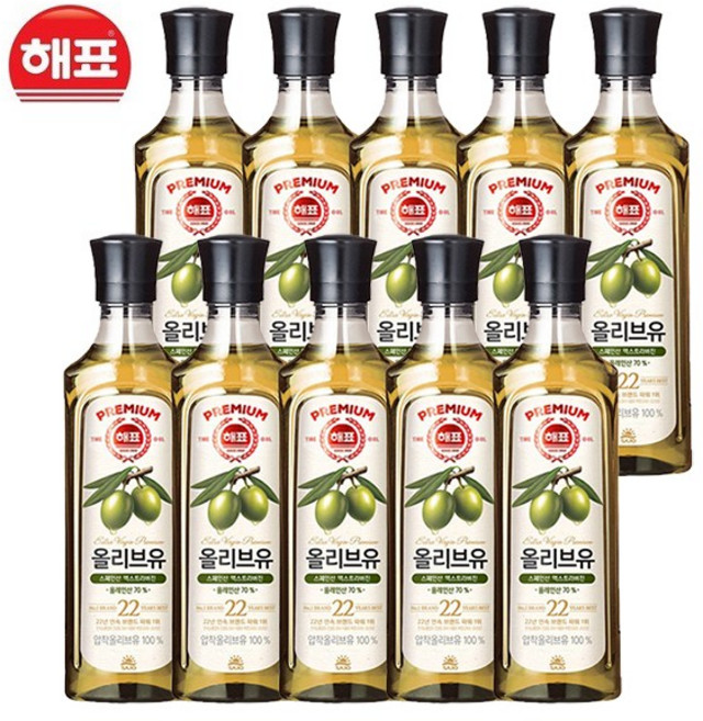 해표 압착 올리브유, 900ml, 10개