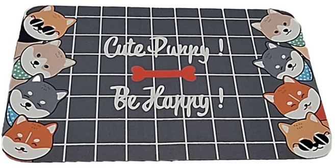 矽藻土軟地墊 加厚款 2個, 灰格好奇狗狗, 1組