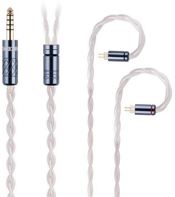 4 가닥 4N 실버 + 고전도성 구리 차폐 MMCX 0.78 밸런스드 하이파이 헤드폰 업그레이드 케이블, 4.4mm + 0.78 2 핀 핀