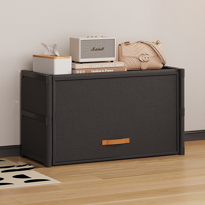 슬림형 현관 신발장 신발정리함 다용도 수납 선반 캐비닛, 3단, 블랙