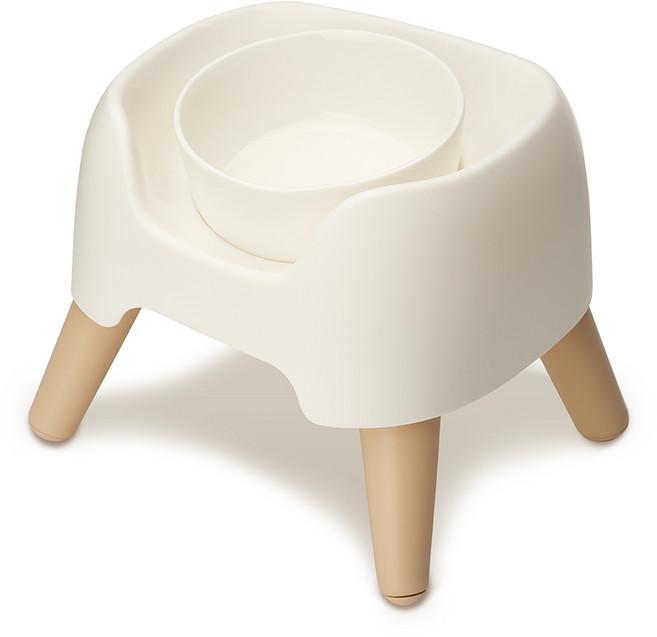 슈퍼펫 강아지밥그릇 고양이식탁 물그릇 3단 높이조절 커브 도자기 1구 식탁세트, 1개, 아이보리