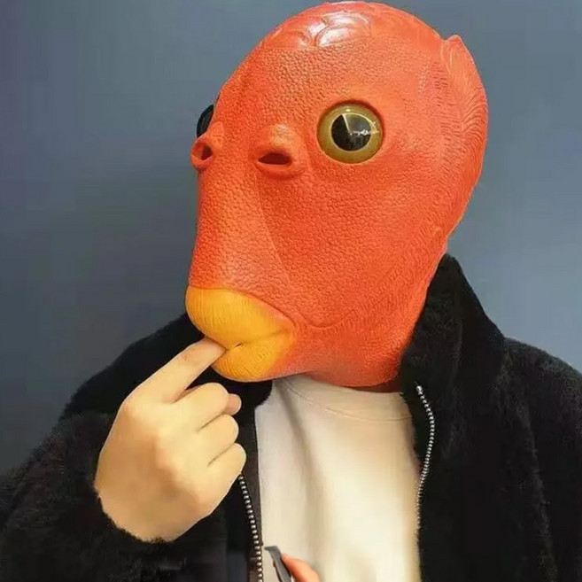 코스프레 외계인 물고기 가면 할로윈 코스튬 마스크, 1개, 레드