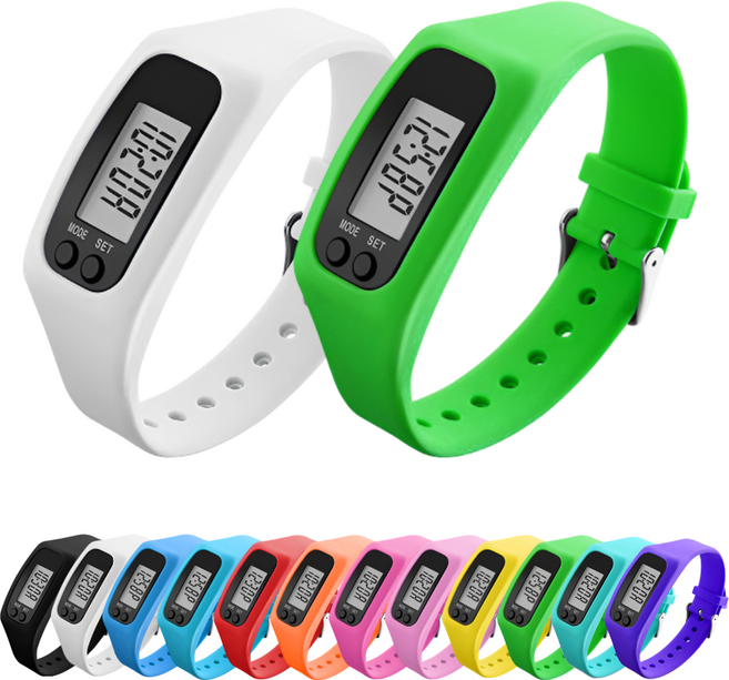 브레베네 만보기 손목시계, 2개, 화이트1+그린1