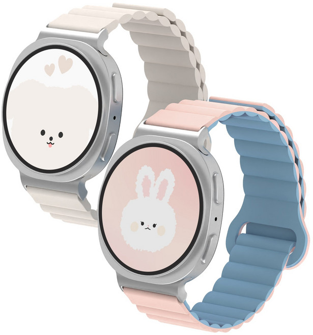 아이메이드잇 갤럭시워치 호환 실리콘 마그네틱 스트랩 밴드 2개입 세트, 01. 스타라이트 + 샌드핑크 워치 8 전용