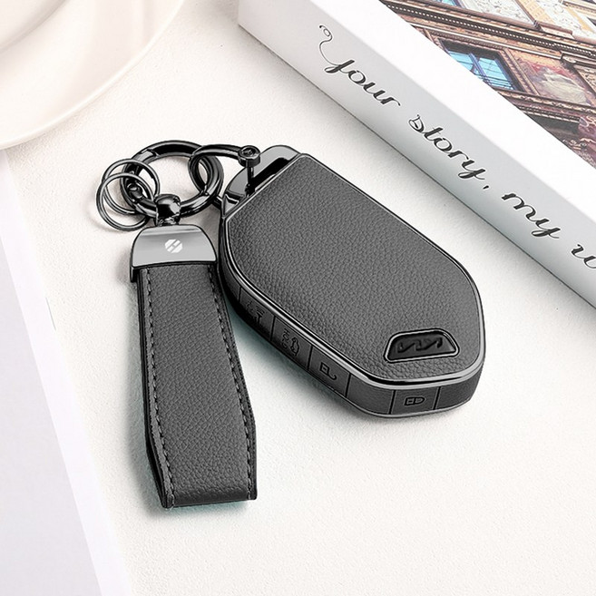 HAKO 소프트2.0 가죽TPU 차키케이스+키홀더 (4버튼), K-10 (4버튼), 그레이