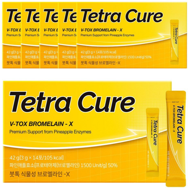 테트라큐어 붓톡 식물성 브로멜라인-X, 6박스, 42g