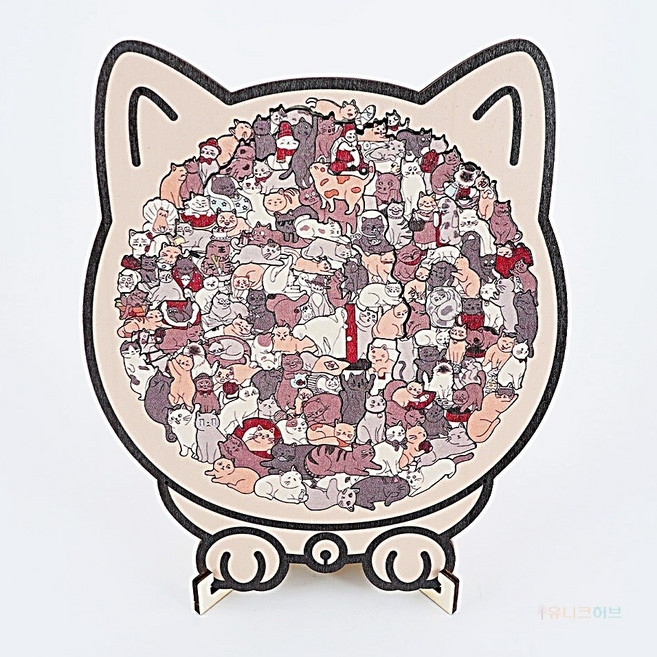 HS 귀여운 고양이 직소퍼즐 액자, 1개, 모란디