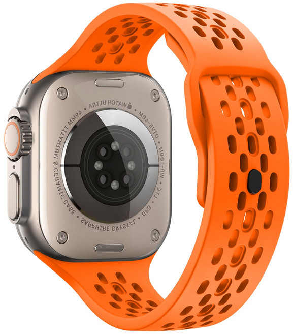 애플워치 호환 타공 통기 실리콘 스트랩 11 10 9 8 7 6 5 4 3 울트라2/3 se2/3, 오렌지