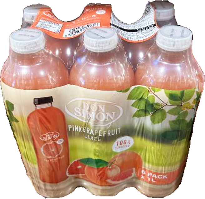 부드러운 맛있는 진한 깔끔한 달지않은 100% 착즙 코스트코 대용량 돈시몬 자몽 주스 자몽주스, 6개, 1L