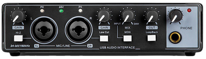 오디오인터페이스 휴대용 소형 외부 사운드 카드 오디오 인터페이스 녹음 루프백 모니터 포함 장비용 팬텀, Red, 1개