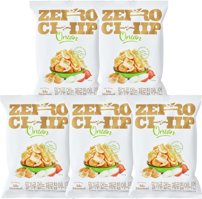 마이노멀 밀가루 없는 제로칩 어니언맛 저당 과자 100% 유기농 현미칩, 5개, 55g