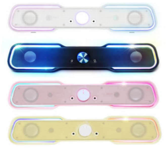 로이체 게이밍 사운드바 스피커 RSB-G5000 / RGB LED 조명 / USB 전원 / PC 노트북 호환 / 고음질 / 저음강화, 베이비 핑크