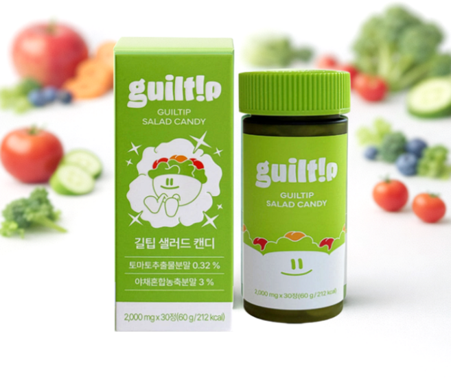 길팁 샐러드 캔디 30정 야채혼합농축분말 토마토추출물분말, 1개