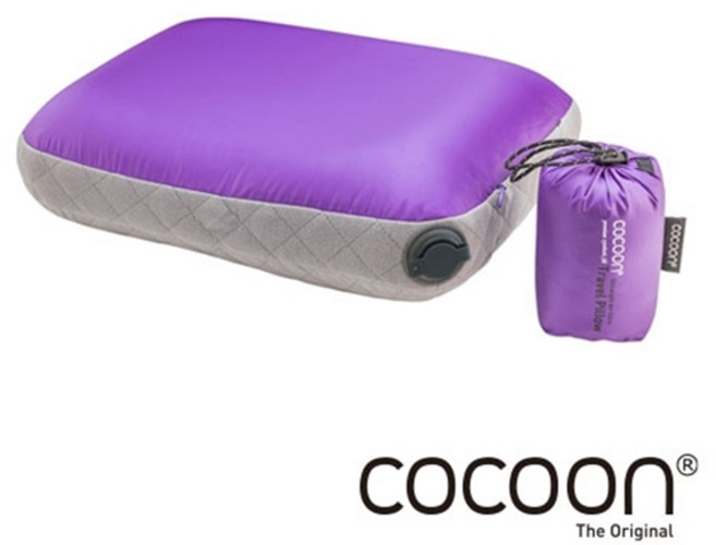 [Weshop] 코쿤 휴대용 울트라라이트 초경량 퀼팅 사각 여행용 베개, 퍼플/그레이, 중형, 1개