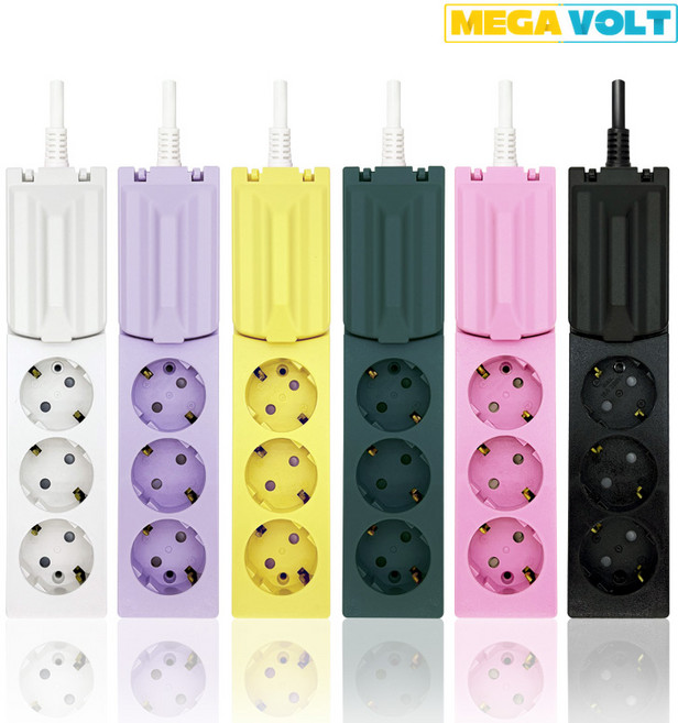 메가볼트 고용량 4000W 멀티탭 3구 누전차단 WI-CTAP-3C, 5m, 블랙, 1개