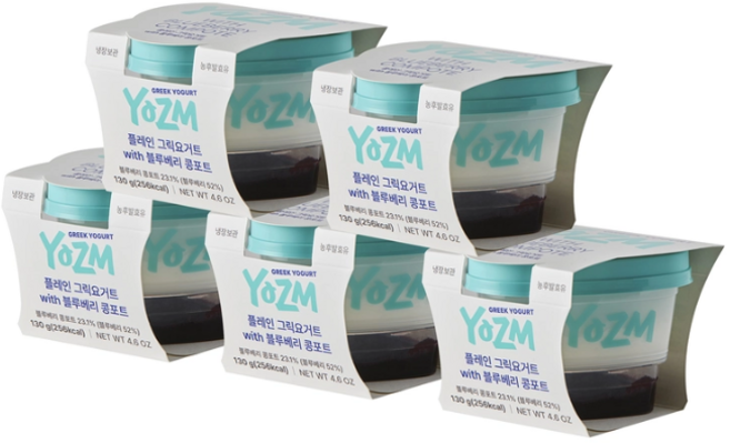[YOZM] 요즘 과일맛 요즘 블루베리콩포트 그릭 요거트 130g, 5개