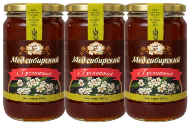 시베리아 메밀꿀 세계5대 명품꿀 러시아 알타이 토종 야생화 숙성 수입 자연산 벌꿀, 500g, 3개