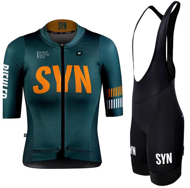 SYN 로드바이크 라이딩복 반팔 세트 남성용 속건성 통기성 자전거 라이딩 상의 및 바지 여름용