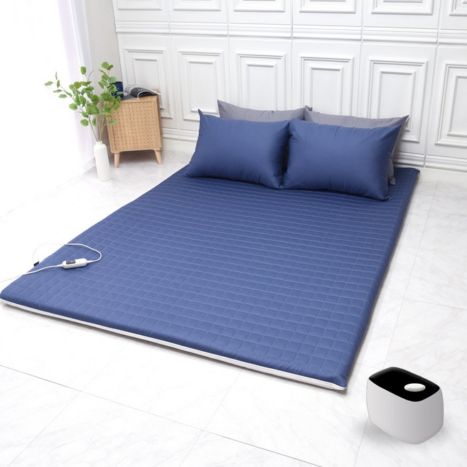 순면 누빔 전기장판 옥매트 온수매트 커버, 솔리드 네이비