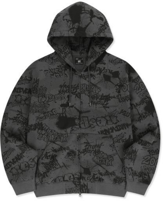 브라운브레스 brownbreath GRAFFITI HOOD ZIP UP - CHARCOAL