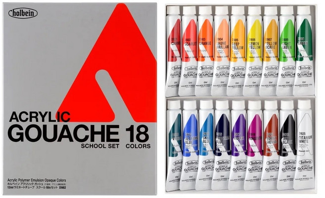 【CHL】Holbein 好賓 Acryla Gouache不透明壓克力顏料 12ml 丙烯, 18色套組