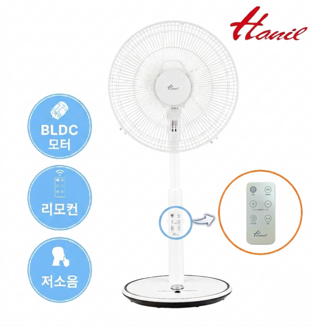 한일전기 BLDC 리모콘선풍기 저소음 초초미풍 아기바람 5엽날개 / 12단계조절 조그다이얼 신제품, DCF-JH14R