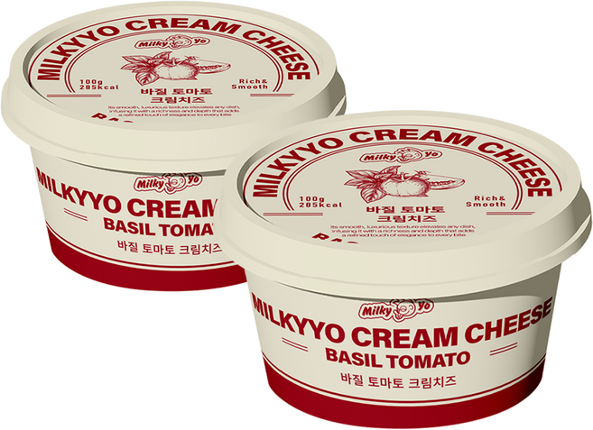 밀키요[고단백 고치즈함량 저칼로리]프리미엄크림치즈 100g 바질토마토, 2개