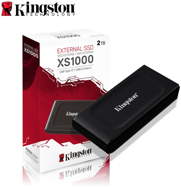 金士頓 XS1000 USB 3.2 Gen 2 外接式高速行動固態硬碟 Portable SSD, 2TB, Black