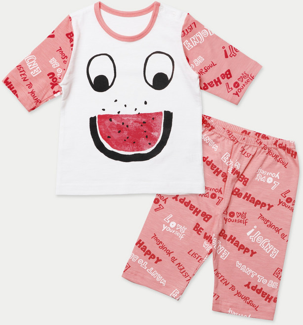 멜리스 국내생산 해피핑크 유아동 7부 코튼모달 내의 실내복 상하의 세트