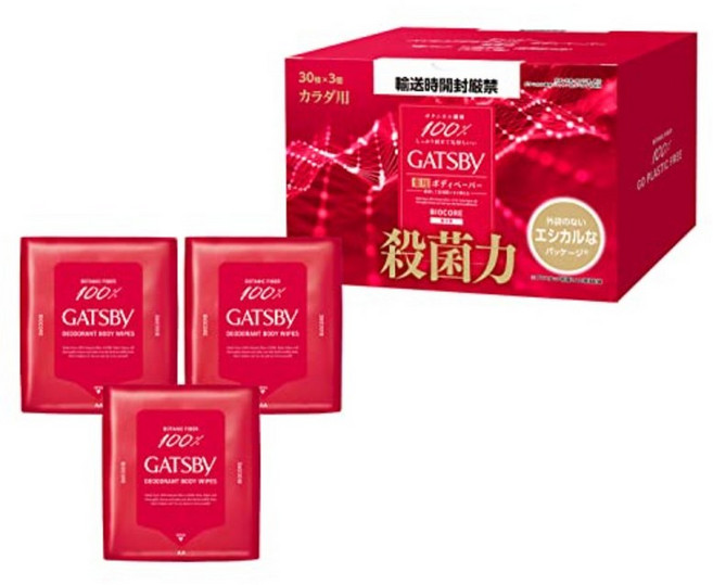 갸츠비 사라사라 티슈 대용량 얼굴 땀 억제 냄새 억제 시트 무향 30매 x3, 30매 3개 세트