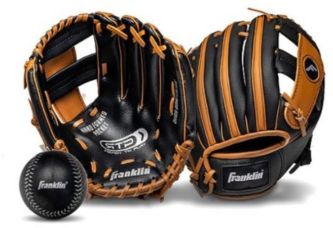 프랭클린 아동용 RTP 글러브 우투용 + 볼 세트 4809TBS, 블랙/브라운, 1세트