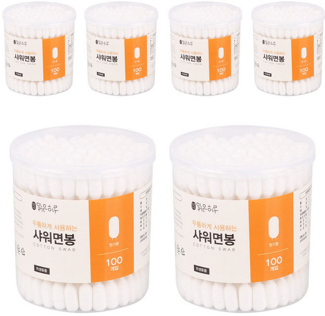 케이스 면봉 위생면봉 큰면봉 왕면봉, 6세트, 100개입