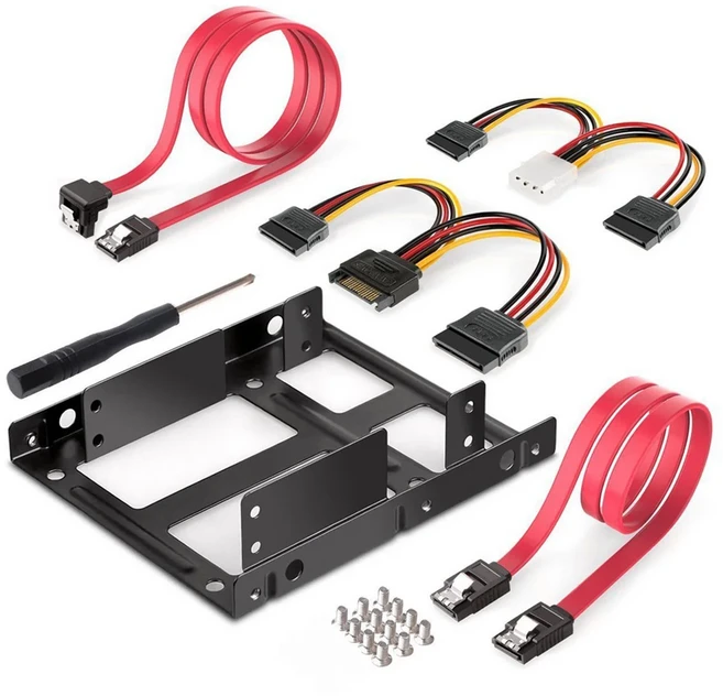 2.5인치 ~ 듀얼 베이 외장형 HDD/SSD 브래킷 금속 어댑터 키트 SATA 케이블 없음 세트 포함, 02 with SATA Cable