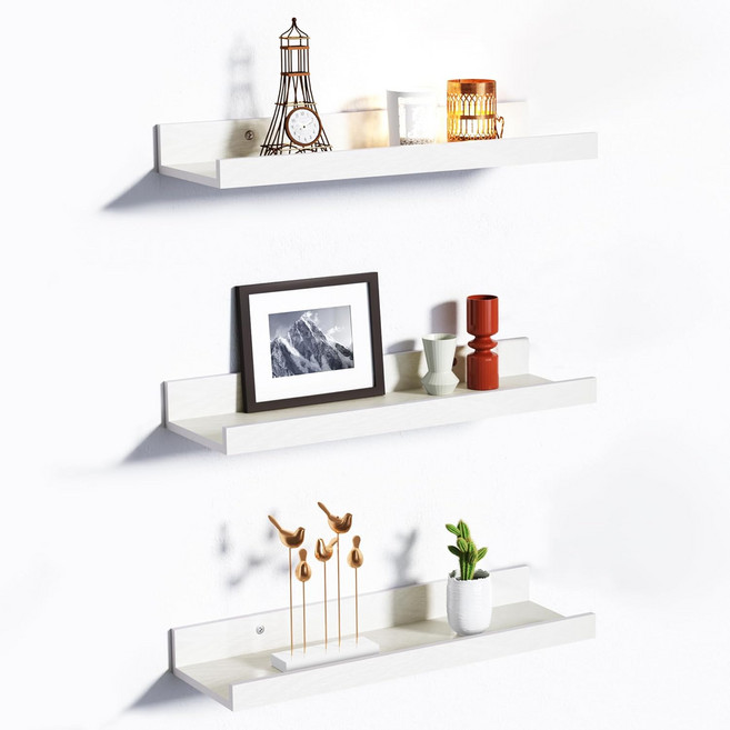 upsimples 모던 인테리어 무지주 벽선반 3개, 1단, 화이트