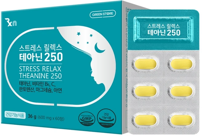그린스토어 스트레스 릴렉스 테아닌 250 1개월분, 60정, 1박스 - 쿠팡