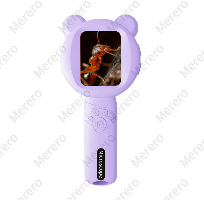 어린이 현미경 휴대용 돋보기 디지털 교육 과학 장난감 크리스마스 생일 선물, 02 Purple