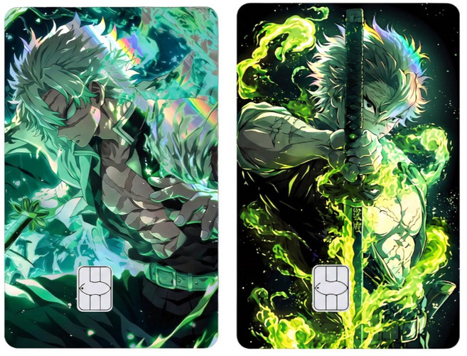 귀멸의칼날 카드스티커 카드커버 체크카드 신용카드 카드스킨 귀칼 카드커스텀, 1세트, 사네미