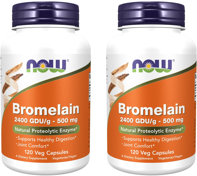NOW Foods 鳳梨蛋白酶素食膠囊 2400GDU/g 500mg, 120顆, 2罐