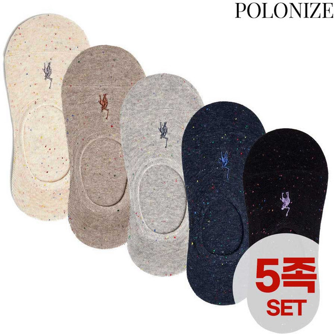 [폴로나이즈] 심플리 자수 페이크삭스 여성 덧신 5족 세트