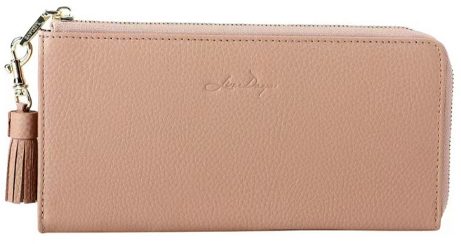 日本LIZDAYS 輕薄型L型真皮拉鍊長夾 多容量 LZ65105R