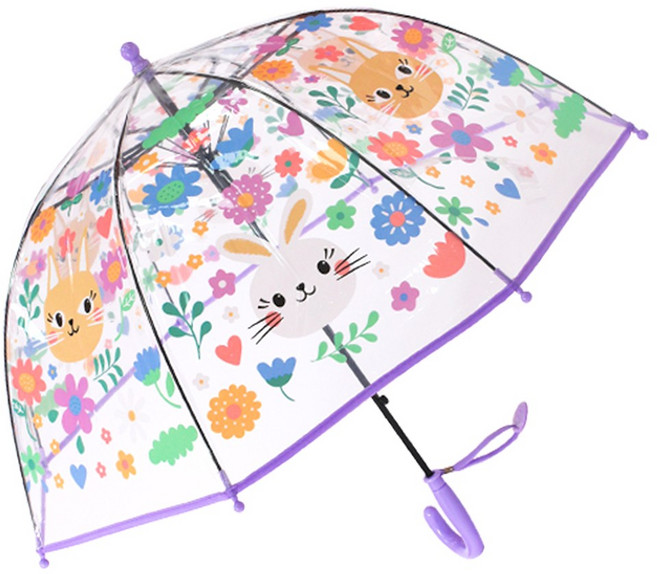 키즈스퀘어 아동용 투명 돔형 우산 토끼