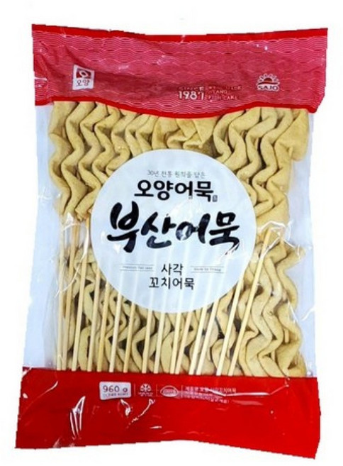 사조오양 부산어묵 사각꼬치어묵 (30개입/오뎅/대용량/식자재/업소용) ~휴무일 제외 평일 정오까지 주문확인건 발송~, 960g, 1개