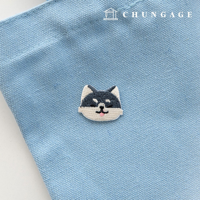 열 접착 와펜 시바견 눈웃음 강아지 와펜, 02) 흑색