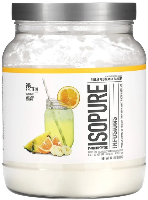 Isopure 프로틴 파우더 파인애플 오렌지 바나나 14.1oz (400g), 1개, 400g - 쿠팡