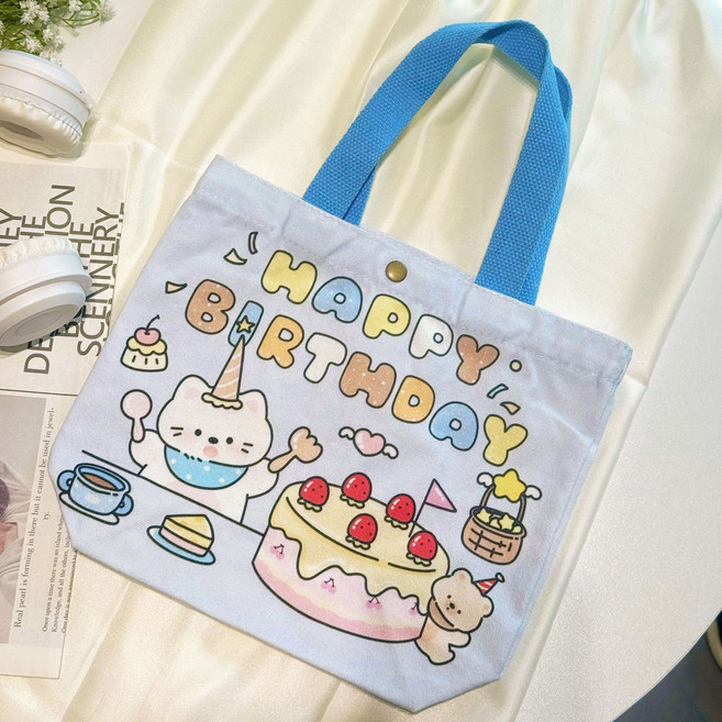 帆布飯盒袋便當手提包可愛學生手提書袋上班上課網紅小拎包