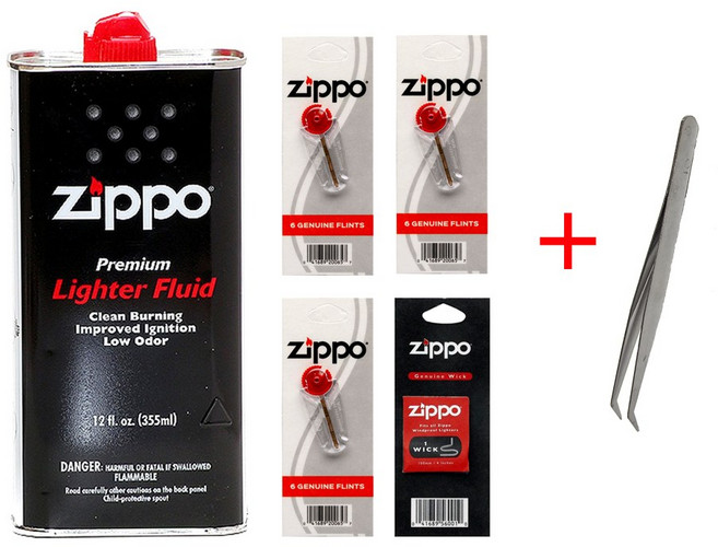 지포 소모품 정품 지포라이터 [오일(355ml)1개+부싯돌3개+심지1개]+핀셋 증정 오일 돌 심지 세트