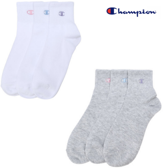 [백화점 매장판] 챔피온 여성 학생 쿠션 스포츠 크루 삭스 3켤레 1세트