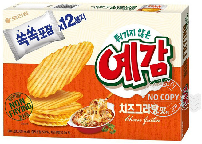 과자사탕초콜릿간식/6SQ_오리온 예감 치즈그라탕 204g/사무실 회사 탕비실 모임 어린이집 학원 교회 과자파티, 204g, 1개