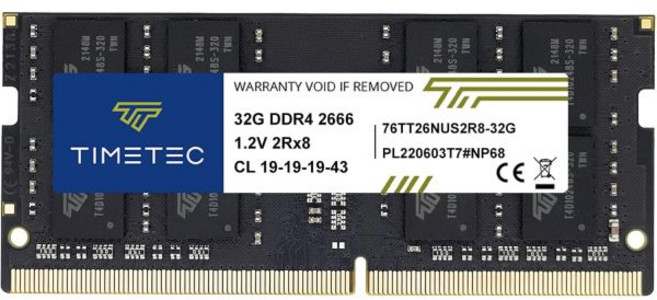 타임텍 8GB DDR4 2666MHz PC4-2666V PC4-21300 SODIMM 노트북 RAM - 미니 PC 올인원용 260핀 1.2V CL19 비완충 메모리 모듈, 32gb, 1개
