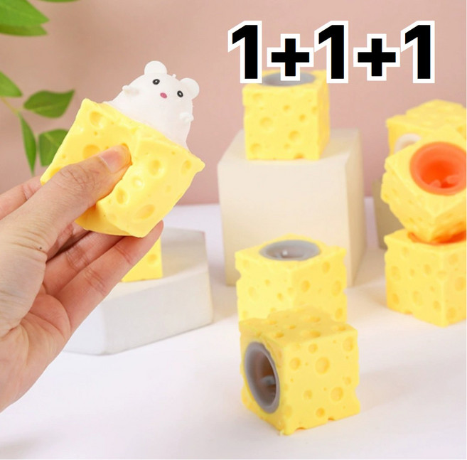 반전말랑이 치즈말랑이 스퀴시 스퀴지 스트레스해소 촉감놀이, 1개, 옐로우3종